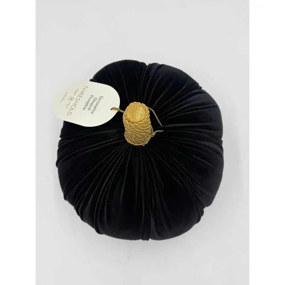 Threshold Pumpkin Shaped Velvet Decorative Fall Halloween Throw Pillow 12